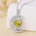 TOUPOP Sterling Silver Citrine Moon Star Pendant Necklace-0-3