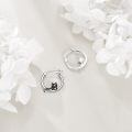 wholesale 925 Sterling Silver Cat Hoop Earrings - Cute Kitty  for Her-0-4