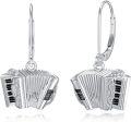 wholesale 925 Sterling Silver Accordion Shape Drop Earrings Music Instrument  for Her-0-0