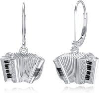 wholesale 925 Sterling Silver Accordion Shape Drop Earrings Music Instrument  for Her-Accordion