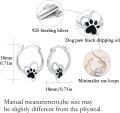 wholesale 925 Sterling Silver Hoop Earrings with Black Enamel Paw Prints and Moon Hearts - Adorable Animal Lover Gift for Her-0-4