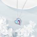 wholesale 925 Sterling Silver Purple Owl on Blue Moon Stone Heart Pendant Necklace for Women-0-4