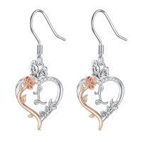 TOUPOP Sterling Silver Rose Heart Butterfly Initial L Letter Drop Dangle Earrings-undefined