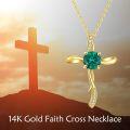 wholesale 14K Gold Women's Cross Necklace with Cubic Zirconia Infinity Crucifix Pendant - Baptism Faith  for Mom Wife GF (18 Chain)-0-7