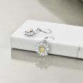 wholesale 925 Sterling Silver Daisy Flower Teardrop Dangle Leverback Earrings for Women-0-3