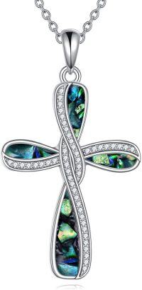 wholesale 925 Sterling Silver Abalone Shell Inlay Infinity Cross Pendant Necklace for Women and Men-Twisted Cross