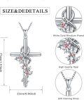 wholesale 925 Sterling Silver Red Crystal Leaf Cross Pendant Necklace for Women Christian Gifts-0-1