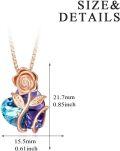 wholesale 925 Sterling Silver Blue & Purple Austrian Crystal Rose Pendant Necklaces for Women Gifts-0-4