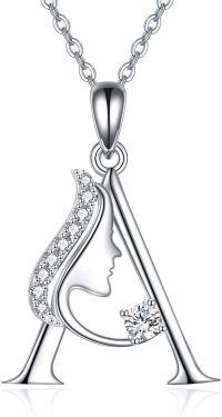 wholesale Sterling Silver Alphabet A Z Initial Letter Pendant Necklace for Women Jewelry Gifts-A