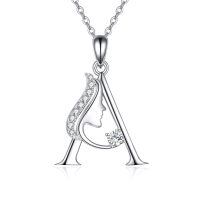 wholesale 925 Sterling Silver Alphabet A Z Initial Letter Pendant Necklace for Women Jewelry Gifts-A
