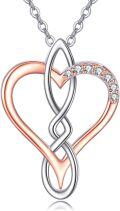 wholesale 925 Sterling Silver Double Heart Infinity Knot Pendant Necklace with Cubic Zirconia Stones for Women-0-0