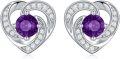 wholesale 925 Sterling Silver Birthstone Heart Stud Earrings Jewelry Gifts for Women-0-36