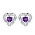 wholesale 925 Sterling Silver Birthstone Heart Stud Earrings Jewelry Gifts for Women-0-36