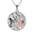 wholesale 925 Sterling Silver Green Moss Agate Mermaid Pendant Necklaces for Women Ocean Life s 45cm Chain Length-0-0