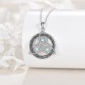 wholesale 925 Sterling Silver Celtic Knot Moonstone Pendant Necklace with 3 Blue Stones and Triquetra Design for Women Girls  (Silver)-0-4