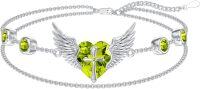 wholesale Sterling Silver Angel Wing Bracelet with Cross Birthstone Guardian Angel Jewelry Gifts for Women-08-Aug-Peridot