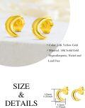 wholesale 14K Gold Crescent Moon Hoop Stud Earrings for Women - Valentines Day Gift-0-3