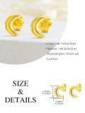 wholesale 14K Gold Crescent Moon Hoop Stud Earrings for Women - Valentines Day Gift-0-3