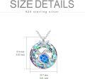 wholesale 925 Sterling Silver Blue Opal Sea Turtle Pendant Necklace with Starfish Charm and Rainbow Crystals for Women-0-3