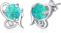 wholesale 925 Sterling Silver 5mm Lab Created Opal Butterfly Stud Earrings Hypoallergenic Gift-Green