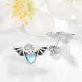 wholesale 925 Sterling Silver Heart-Shaped Bat Moonstone Stud Earrings for Women - Hypoallergenic Gift Idea-0-1