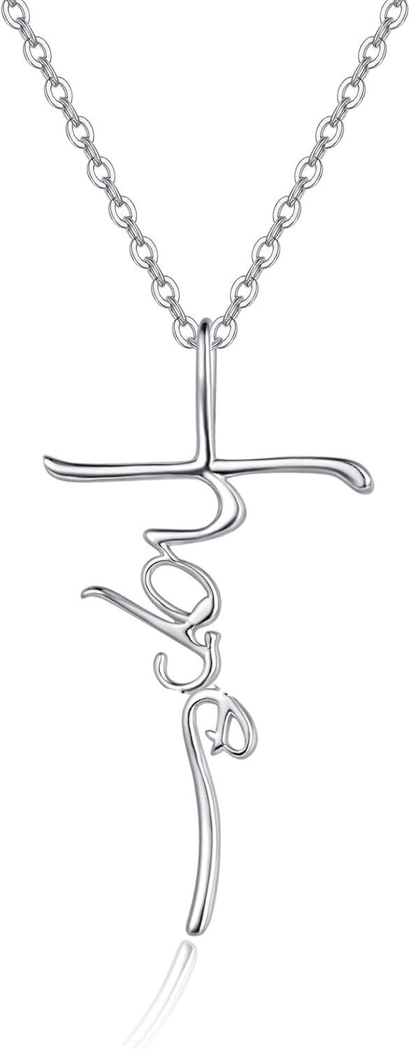 Sterling Silver Birthstone Faith Cross Pendant Necklace for Women-Hope-Hope
