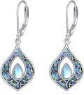 wholesale 925 Sterling Silver Teardrop Moonstone Abalone Shell Celtic Knot Drop Earrings for Women-0-0