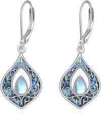 wholesale 925 Sterling Silver Teardrop Moonstone Abalone Shell Celtic Knot Drop Earrings for Women-Abalone Earrings