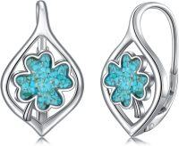 wholesale 925 Sterling Silver Turquoise Clover Drop Earrings for Women - Irish  Idea-Four Leaf Clover