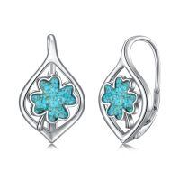 wholesale 925 Sterling Silver Turquoise Clover Drop Earrings for Women - Irish  Idea-Four Leaf Clover