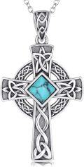 wholesale 925 Sterling Silver Turquoise Celtic Cross Tree of Life Pendant Necklaces for Men & Women-0-0