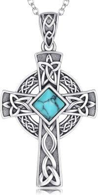 wholesale 925 Sterling Silver Turquoise Celtic Cross Tree of Life Pendant Necklaces for Men & Women-b-cross
