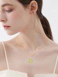 wholesale 14K Gold Blue Opal Triquetra Pendant Necklace for Women - 18 Inches Chain-0-2