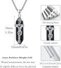 wholesale 925 Sterling Silver Crucifix Cross Jesus Christ Black Onyx Stone Mens Womens Religious Charm Pendant Necklaces 24 Chain-0-2