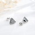wholesale 925 Sterling Silver Triangle Norse Runes Stud Earrings - Viking Jewelry for Women and Men-0-2