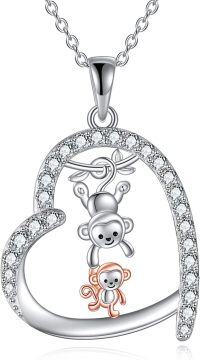 wholesale 925 Sterling Silver Monkey Love Pendant Necklace s for Women-Monkey