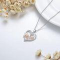 wholesale 925 Sterling Silver Double Heart with Mom and Cubic Zirconia Pendants Necklaces for Women Gifts-0-2