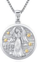 wholesale 925 Sterling Silver Virgo Zodiac Angel Star Charm Necklace for Women Men Astrology Gifts-0-0