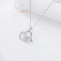 wholesale 925 Sterling Silver Sloth Heart Pendant Necklace with Cubic Zirconia for Women-0-4