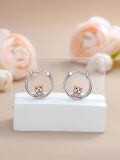 wholesale 925 Sterling Silver Cute Corgi Dog Two Tone Rose Gold Hoop Earrings-0-3