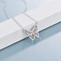 wholesale 925 Sterling Silver Butterfly Pink Yellow Crystal Ribbon Pendant Necklace for Cancer Survivors-0-3