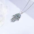 wholesale 925 Sterling Silver Hamsa Hand with Abalone Shell Star of David Pendant Necklace for Women-0-1