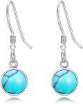 wholesale 925 Sterling Silver Natural Turquoise Small Round Huggie Hoop Earrings for Women-0-0