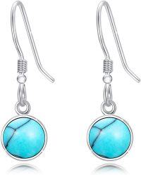 wholesale 925 Sterling Silver Natural Turquoise Small Round Huggie Hoop Earrings for Women-Classic Fish Hoops