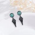 wholesale 925 Sterling Silver Raven Skull & Turquoise Studs with Abalone Shell Drops-0-2
