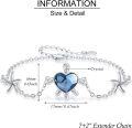 wholesale 925 Sterling Silver Blue Heart-Shaped Crystal Starfish & Turtle Charm Bracelet for Women - Adjustable Ocean -0-5