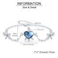 wholesale 925 Sterling Silver Blue Heart-Shaped Crystal Starfish & Turtle Charm Bracelet for Women - Adjustable Ocean -0-5