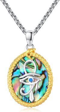 wholesale 925 Sterling Silver Abalone Shell Eye Of Horus Ankhs Pendant Necklace Ancient Egypt s for Women Men-Egyptian Snake-Abalone Shell