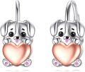 wholesale 925 Sterling Silver Leverback Earrings with Dog and Heart Design for Women-0-0