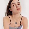 wholesale 925 Sterling Silver Heart-Shaped Bat Design Black Crystal Gothic Pendant Necklace-0-2